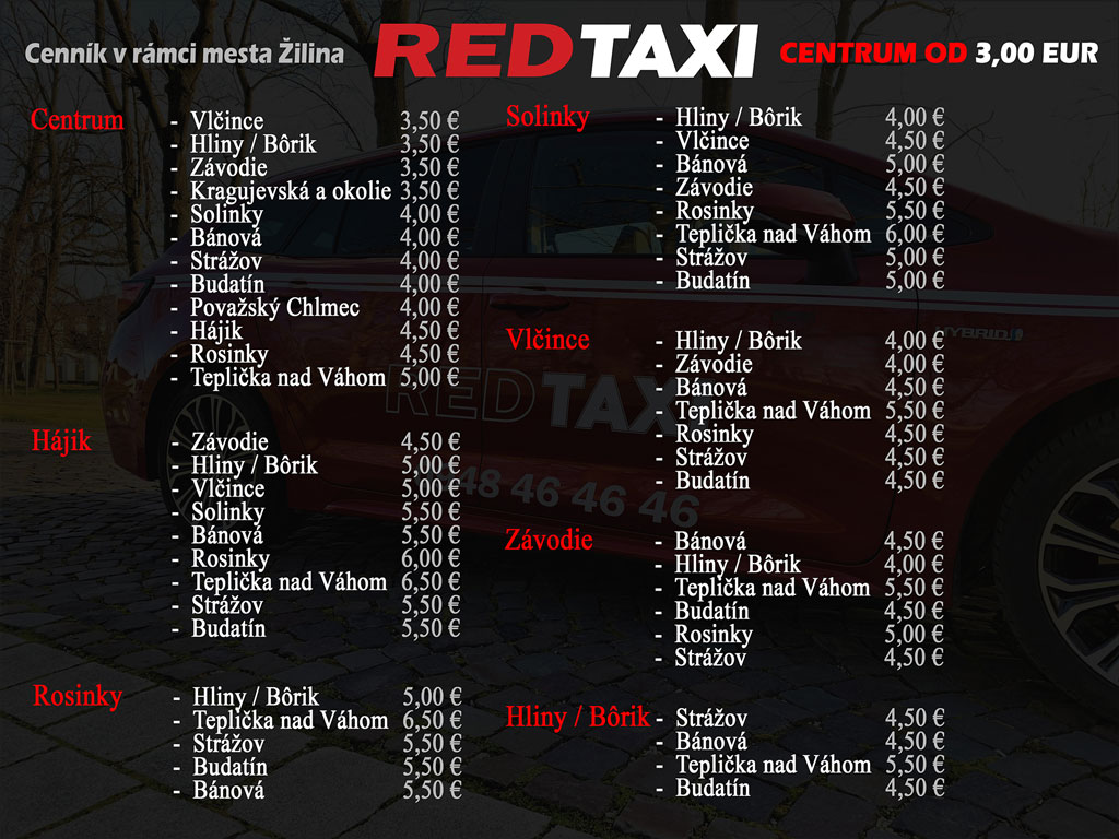 Cenník prepravy v Topoľčanoch podľa zón